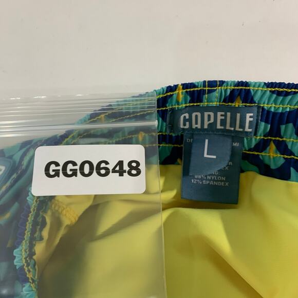 Capelle Clouds L Mens Mid Length Hybrid Short Collins Swim  Blue Yellow - Picture 4 of 10